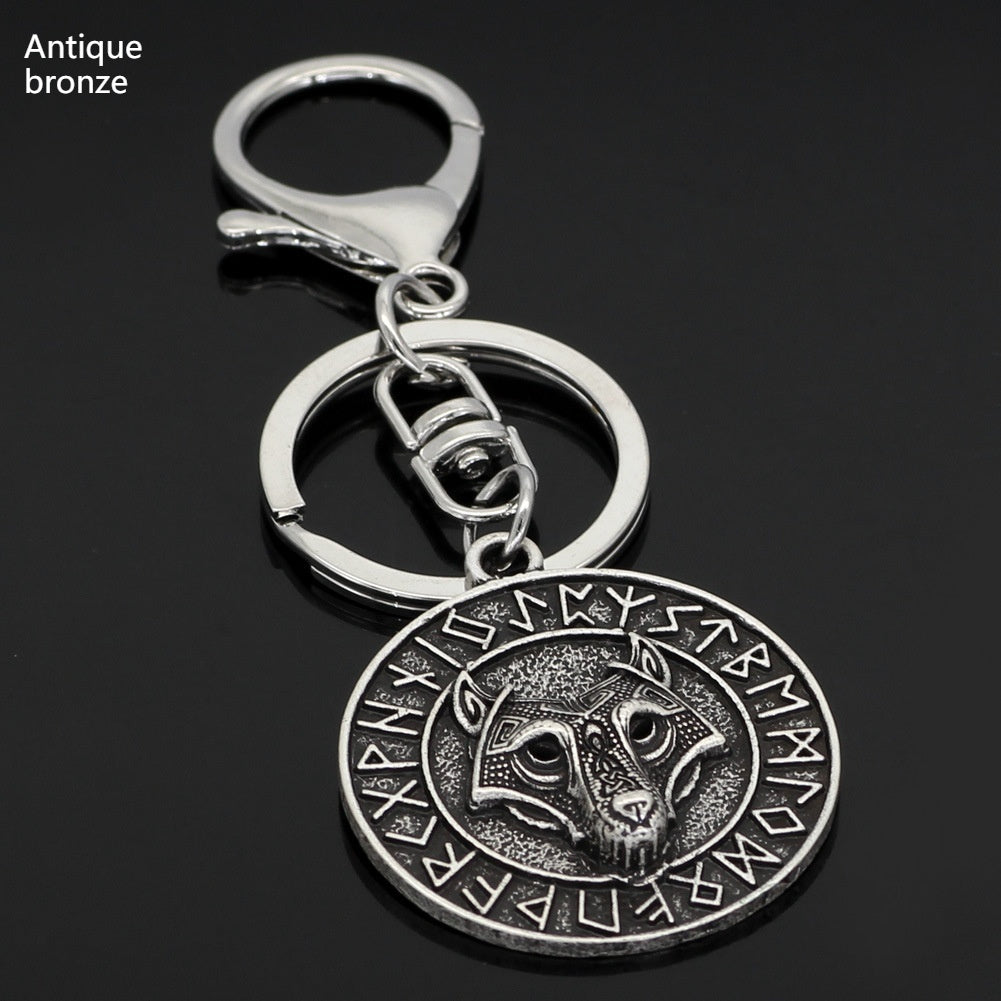 Portachiavi con testa di lupo in lega Viking Series New Wolf Head Accessori