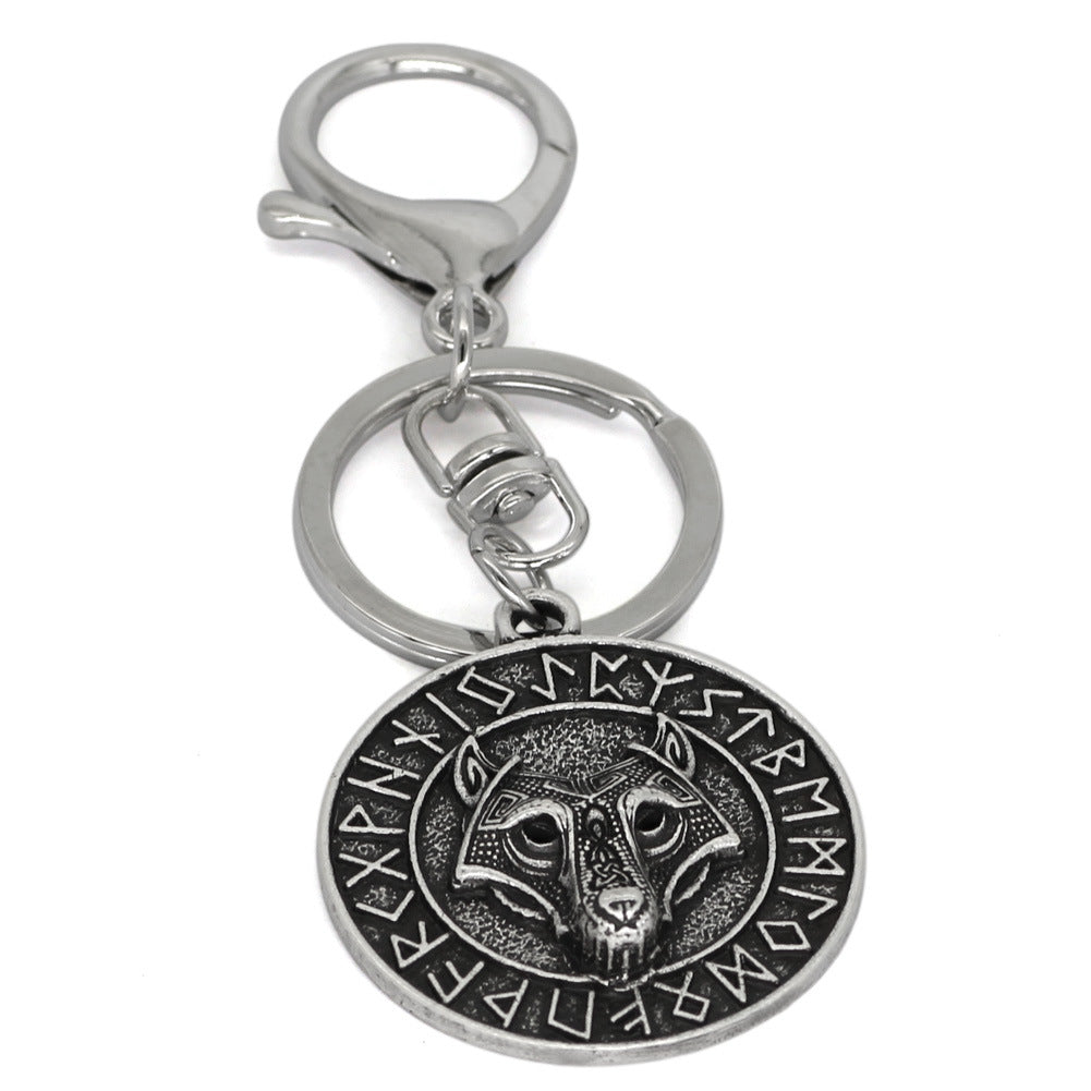 Portachiavi con testa di lupo in lega Viking Series New Wolf Head Accessori