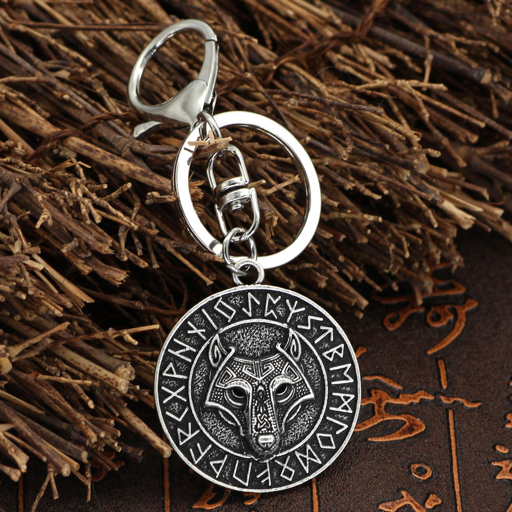 Alloy Viking Series New Wolf Head Key Chain Accessories