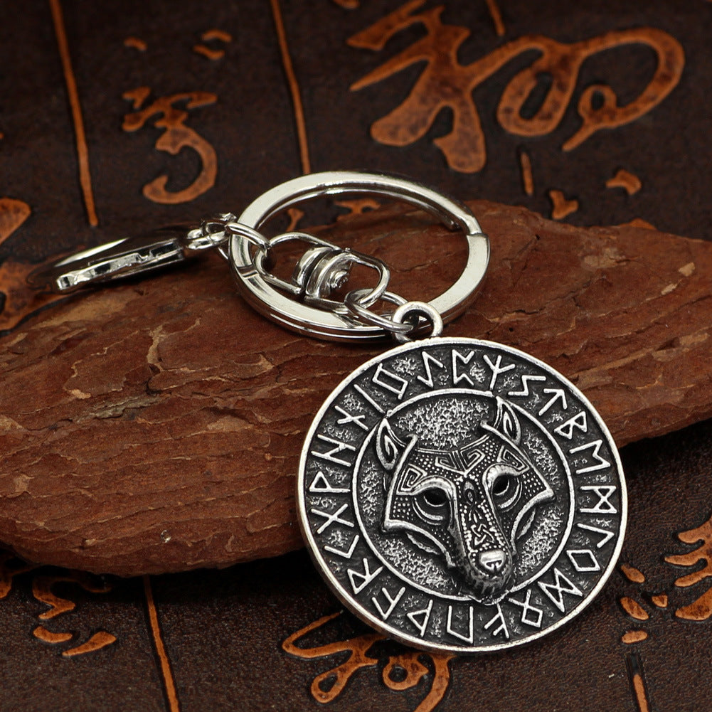 Portachiavi con testa di lupo in lega Viking Series New Wolf Head Accessori