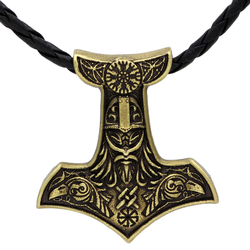 Collana con ciondolo a forma di corvo a due teste vintage vichingo Aoding