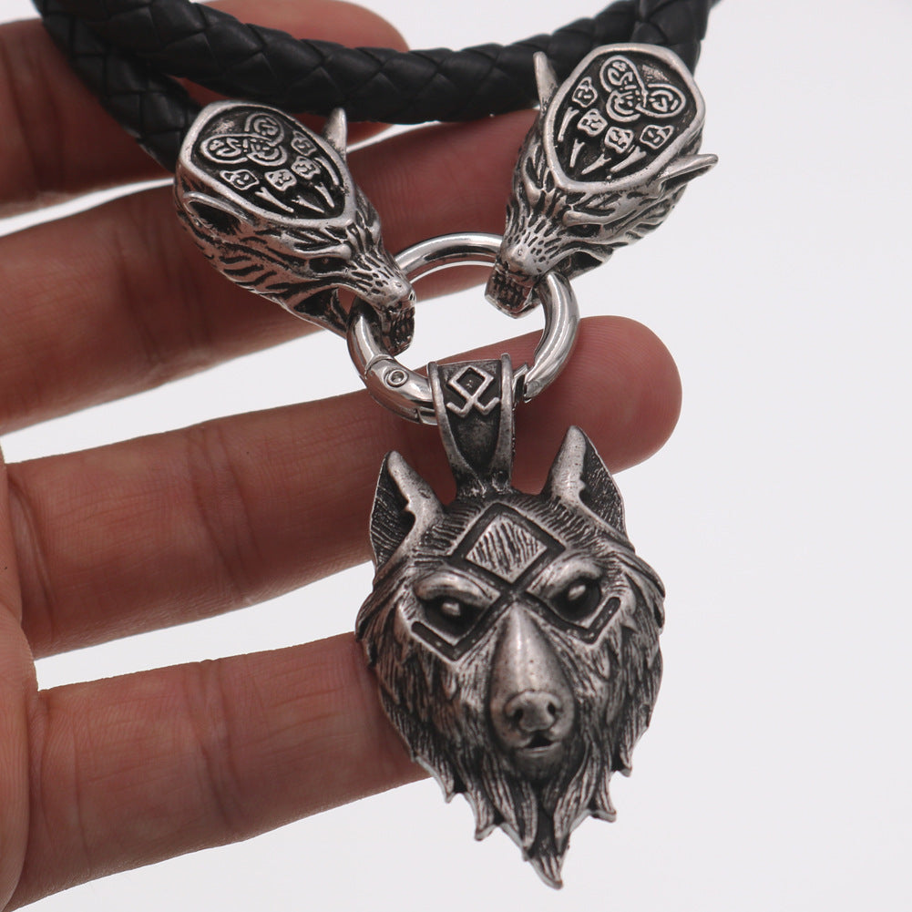 Aoding Crow Zinc Alloy Pendant Viking Wolf Head