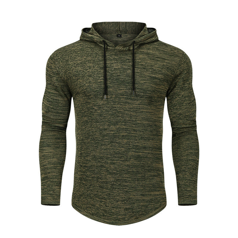 Men's Knitted Hooded Sweater Fitness Running Solid Color Hoodie