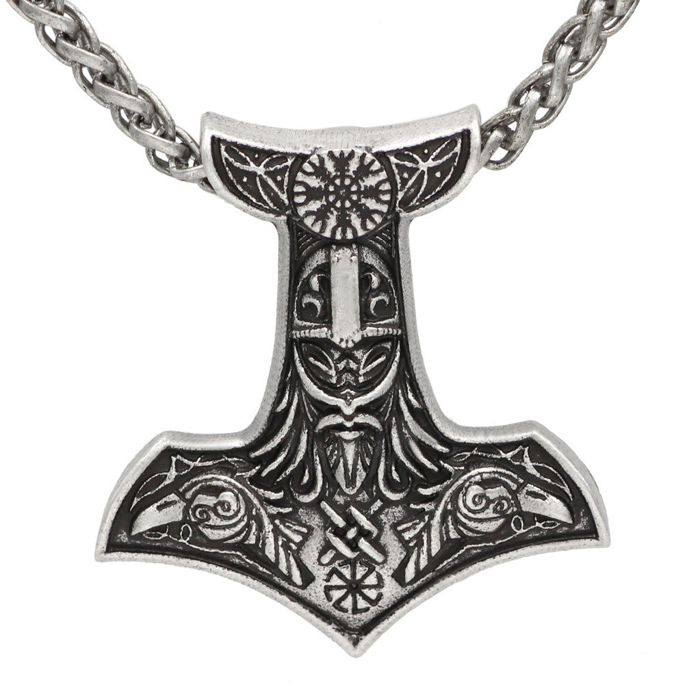 Collana con ciondolo a forma di corvo a due teste vintage vichingo Aoding