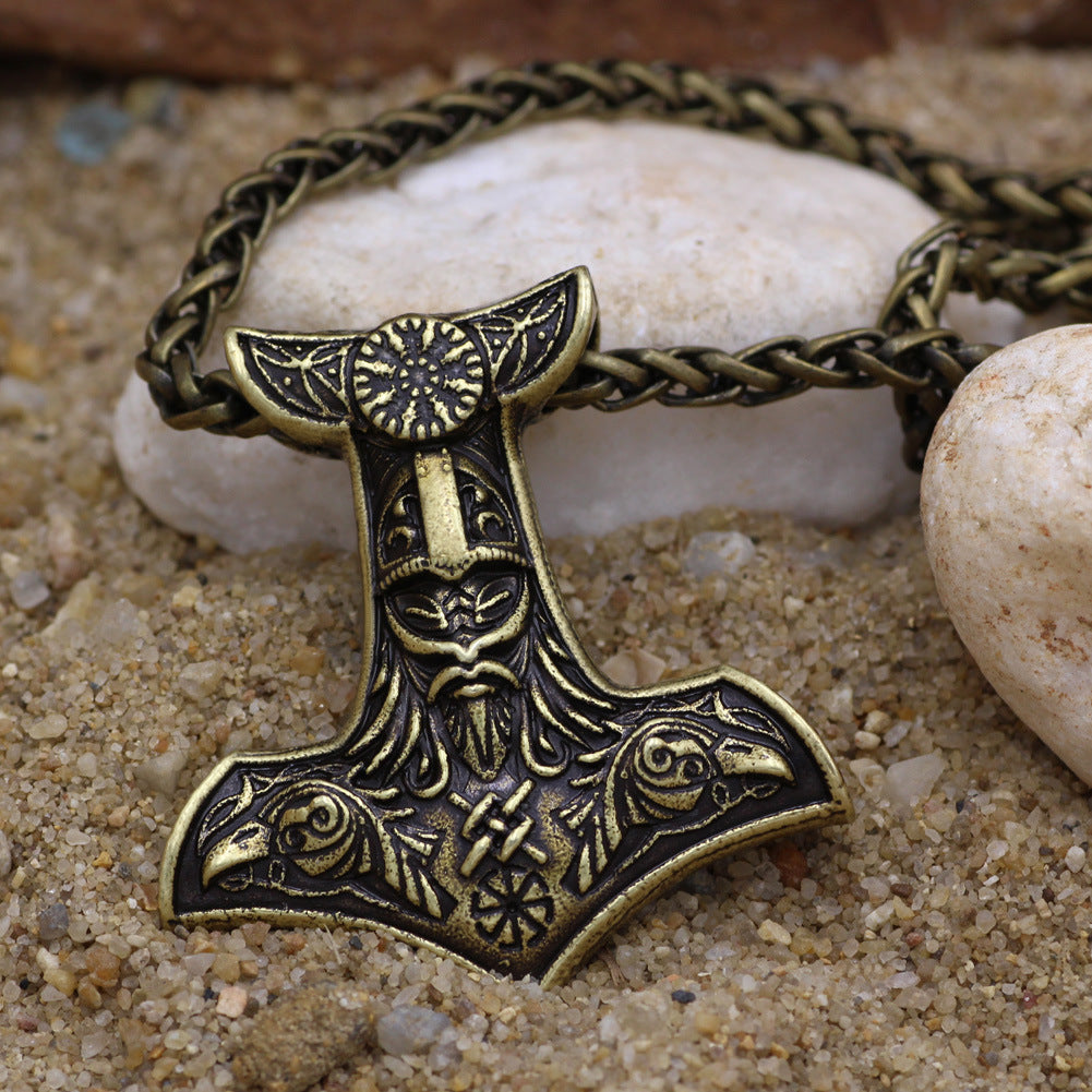 Collana con ciondolo a forma di corvo a due teste vintage vichingo Aoding