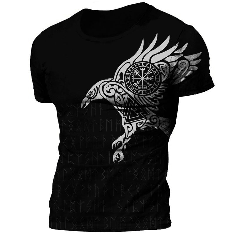 Viking Style 3D Printed Men's T-shirt Round Neck Short Sleeve Top