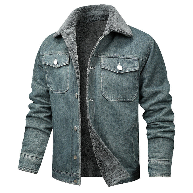 Denim Coat Fleece-lined Men Fashion Brands Jacket