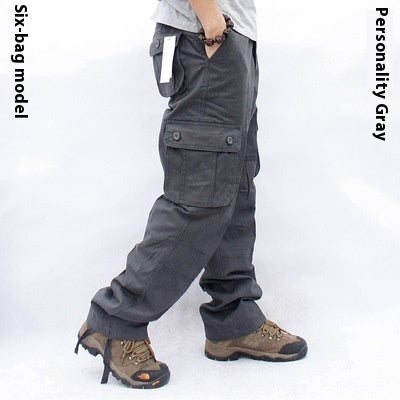 Multi-Pocket Workwear Casual Trousers Straight Work Uniforms Men's Pants