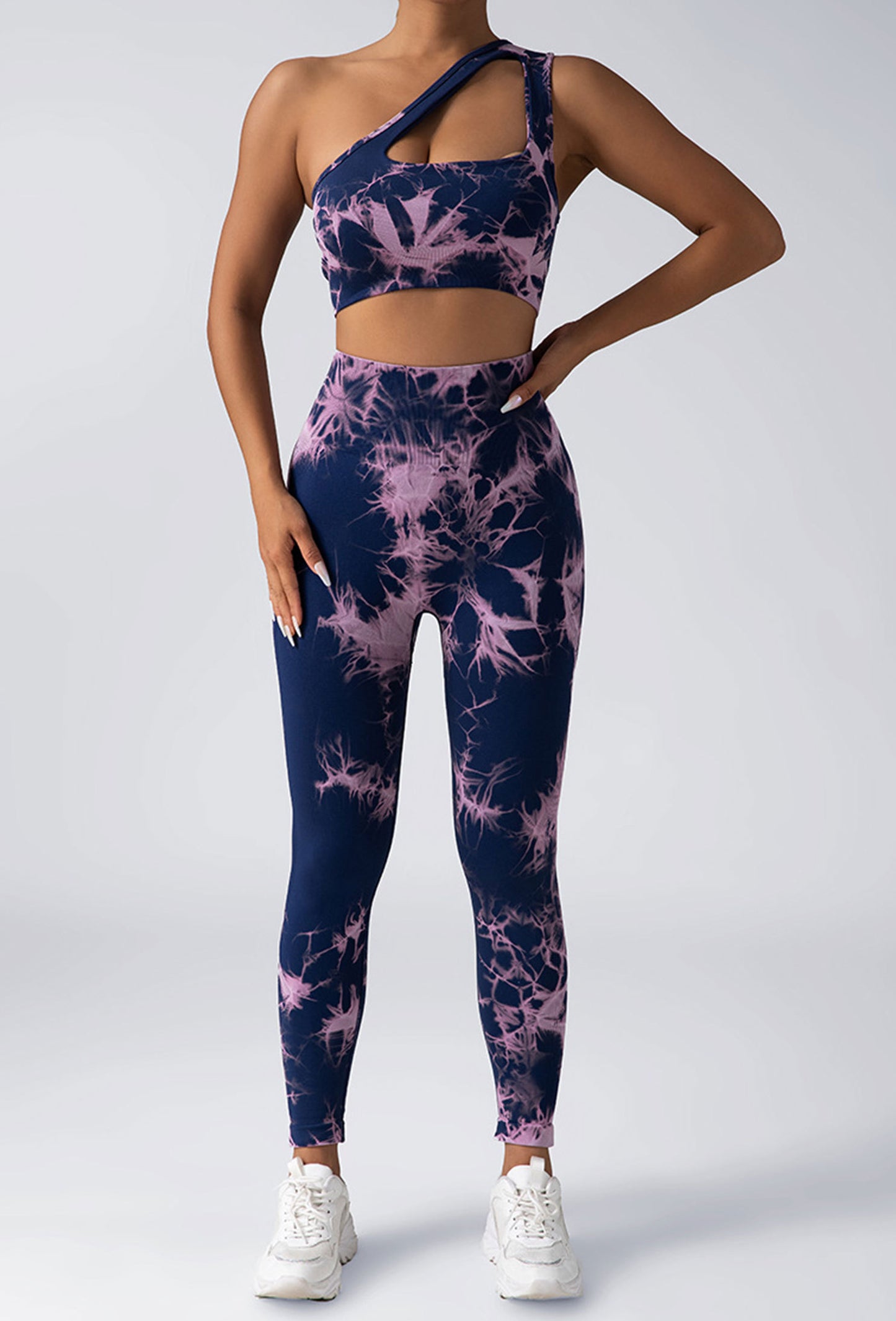 Leggings da allenamento scrunch da donna, pantaloni da yoga a vita alta con sollevamento dei glutei, collant da palestra senza cuciture tie-dye