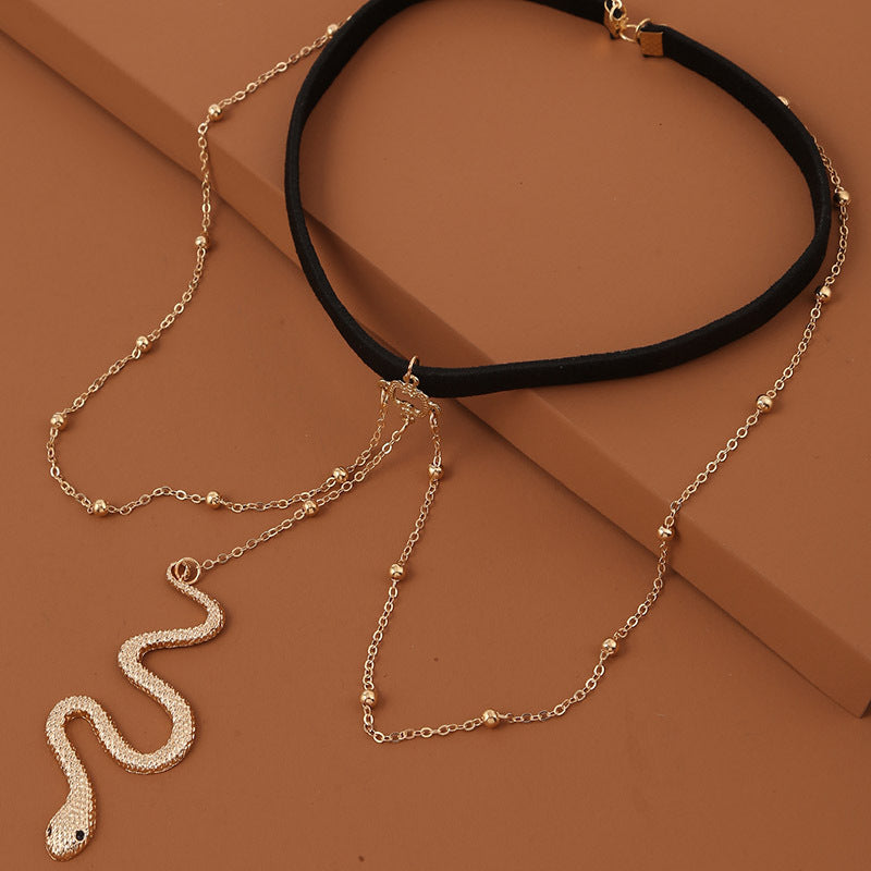 Catena per coscia in metallo color oro con perline, stile bohémien, per donne, grandi pendenti a forma di serpente, gioielli per il corpo, stile spiaggia, regalo