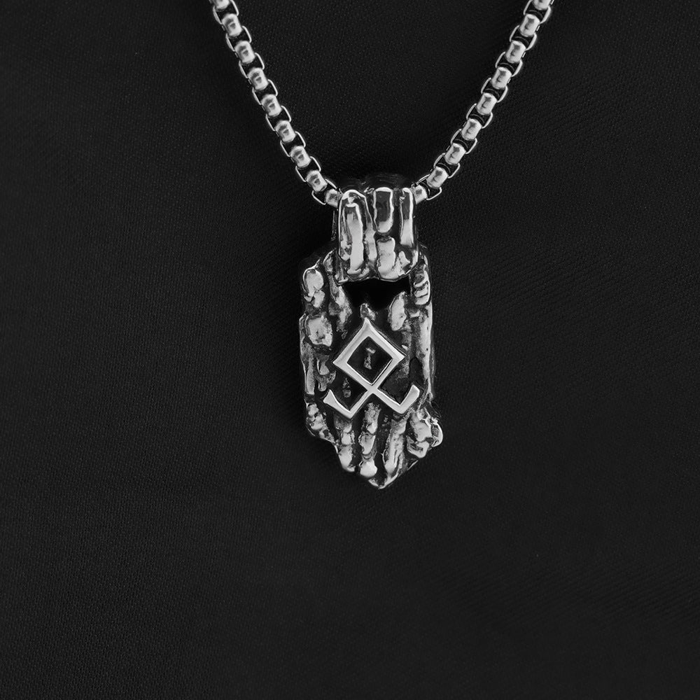 Retro Nordic Men's Stainless Steel Pendant Personalized Viking Rune Necklace Pendant