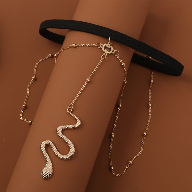 Catena per coscia in metallo color oro con perline, stile bohémien, per donne, grandi pendenti a forma di serpente, gioielli per il corpo, stile spiaggia, regalo