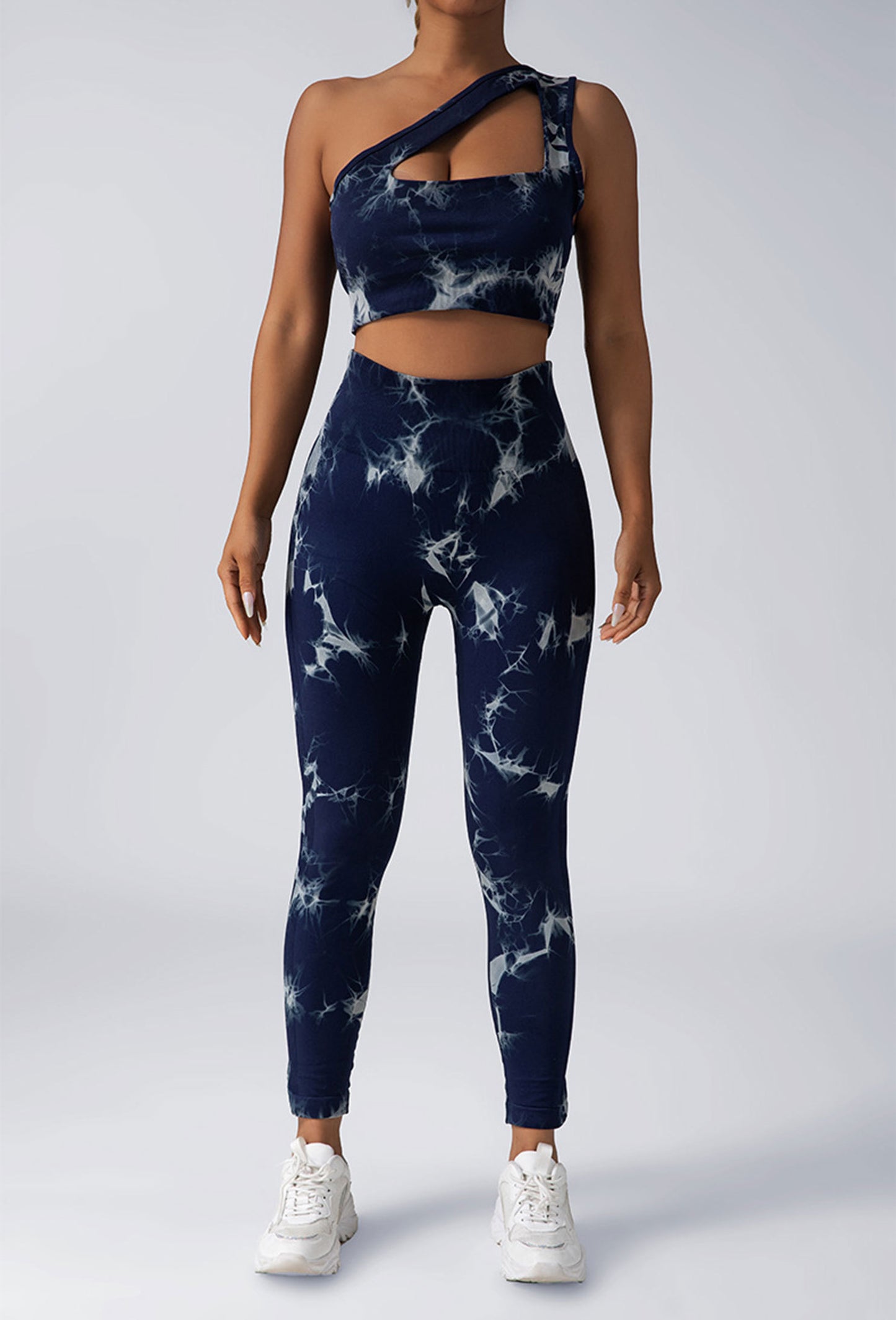 Leggings da allenamento scrunch da donna, pantaloni da yoga a vita alta con sollevamento dei glutei, collant da palestra senza cuciture tie-dye