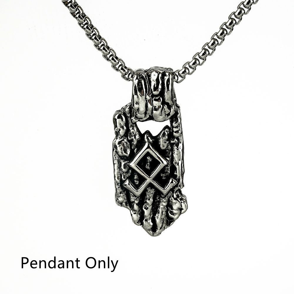 Retro Nordic Men's Stainless Steel Pendant Personalized Viking Rune Necklace Pendant