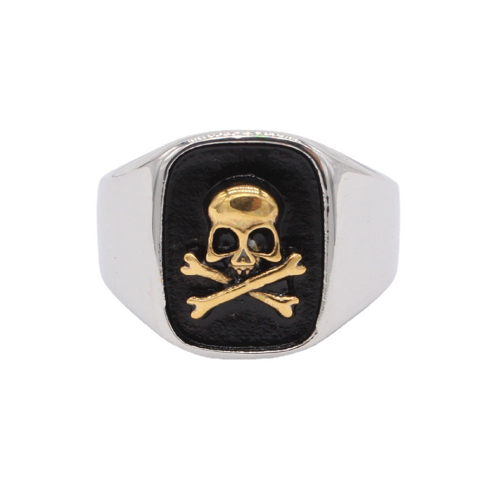 Personality Retro Europe And America Men's Skull Titanium Steel Ring